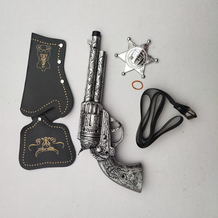 Samurai Costume Props Silver Gold Cowboy Gun Children's Weapons Toys Western Cowboy Weapons Revolver Pistol Scarf