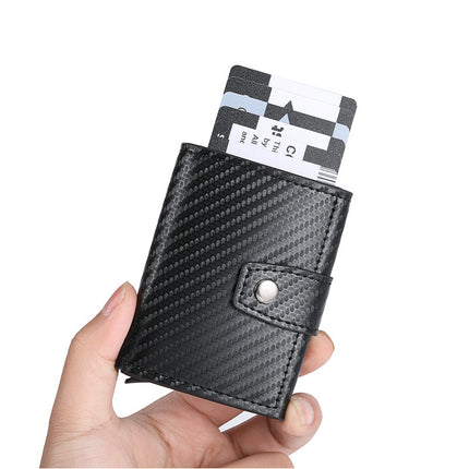 Men's Card Holder Europe and the United States Automatic Elastic Card Buckle Card Holder New Metal Aluminum Case RFID Card Holder Cross-border Hot Sale
