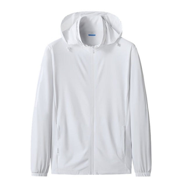 2025 Summer Lightweight Long-sleeved Removable Hat Jacket Men's Loose Casual Fishing Outdoor Sports Ice Silk Sun Protection Clothing