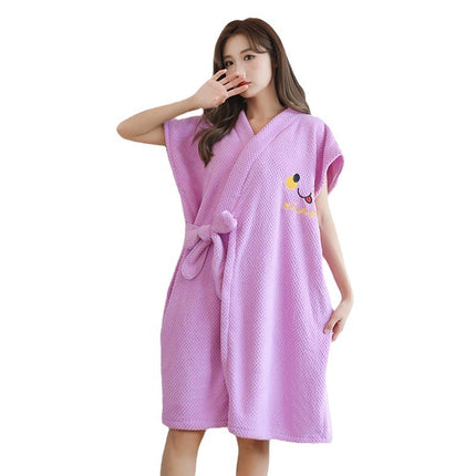 Women's bath towel can be worn and wrapped soft absorbent thick long sleeve lace-up bathrobe beauty salon home wear internet celebrity bathrobe
