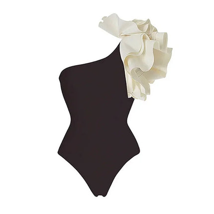 2024 European and American Amazon AliExpress One-piece Swimsuit Multi-layer Ruffled Shoulder Fashion Retro Swimsuit 2598