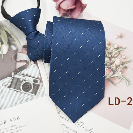 Factory In-Stock Zipper Tie Men's Formal Business 8cm Lazy Tie Red Black Striped Workplace Striped Tie