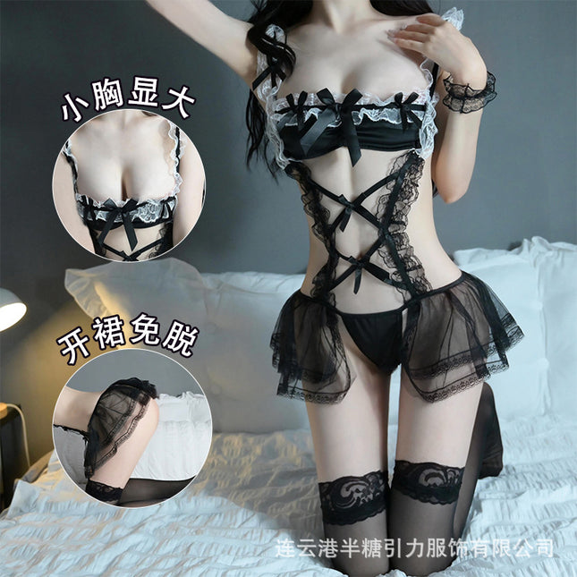 Half-Sugar Gravity Sexy Suspender Pure Desire Mesh Tutu Skirt Maid Outfit Hot Temptation Sexy Intimates 8073