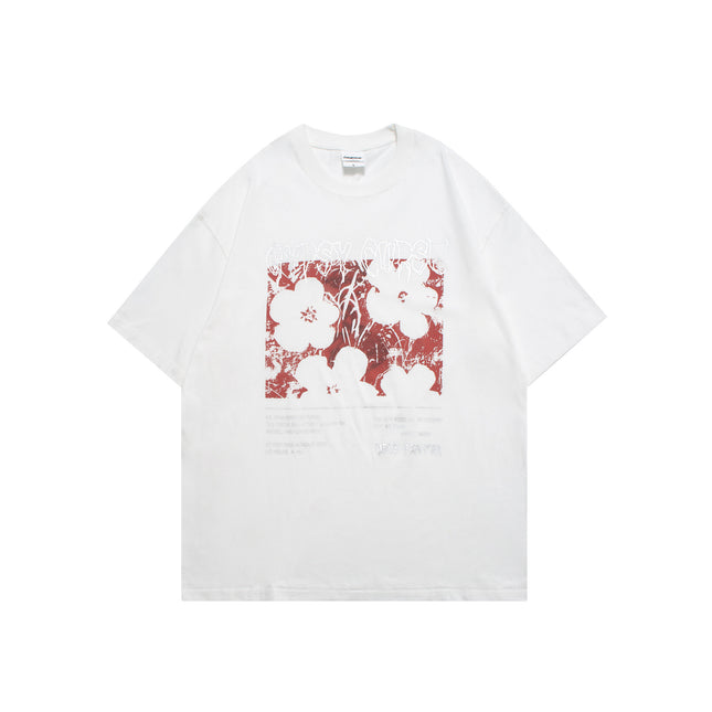 Vunc Men's Clothing | Screen-Printed 270g National Trend Combed Cotton Printed Heavyweight Trendy Brand Short-Sleeve T-Shirt for Men and Women Couples