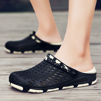 Summer Hollow Men's Clogs, Breathable Two-Wear Toe-Toe Sandals, Seaside Travel Slip-On Beach Shoes, Drop Shipping