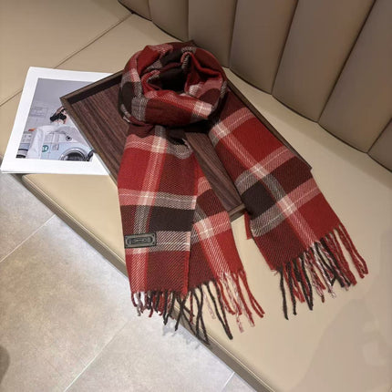 Classic Small Plaid Scarf for Women, New Winter Retro British Style, Warm Neck Protection, Cold-Proof, Thickened Trendy