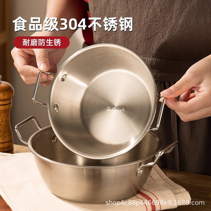 304 stainless steel bowl double ear bowl salad bowl snacks French fries fried chicken nuggets plate hot pot sauce bowl cooking bowl