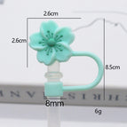 Bag does not include straw / Silicone cyan begonia 8mm