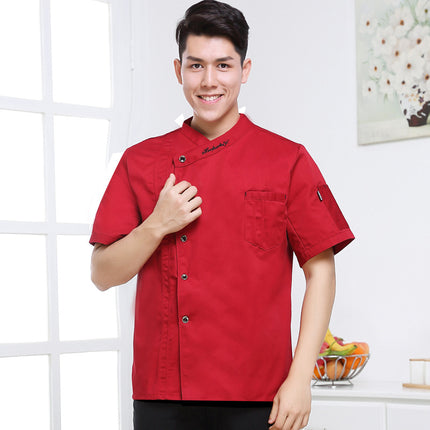 Trendy Chinese Style Chef Uniform for Men, Short-Sleeved, Summer Thin and Breathable, Restaurant Back Kitchen Chef Uniform, Custom-Made for Men