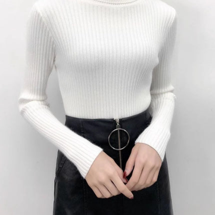 Factory direct turtleneck sweater women's autumn and winter all-match inner slim fit slim top black fashion knitted base shirt