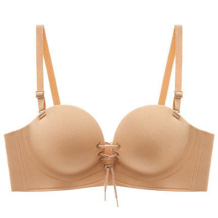 Pull B French underwear summer wireless small chest thickened big sexy push up upper support anti-sagging seamless bra