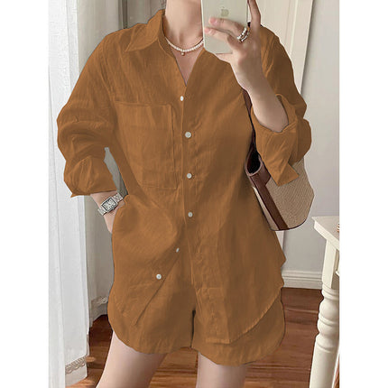 Single Piece/Complete Set 2025 Southeast Asia New Suit Cotton and Linen Shirt Shorts Casual Two-Piece Set Wholesale