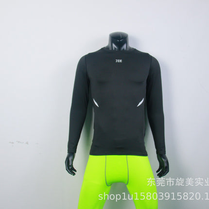 Cross-border size in stock fitness outdoor sports high elastic quick-dry riding training thin tight silk screen LOGO long sleeve