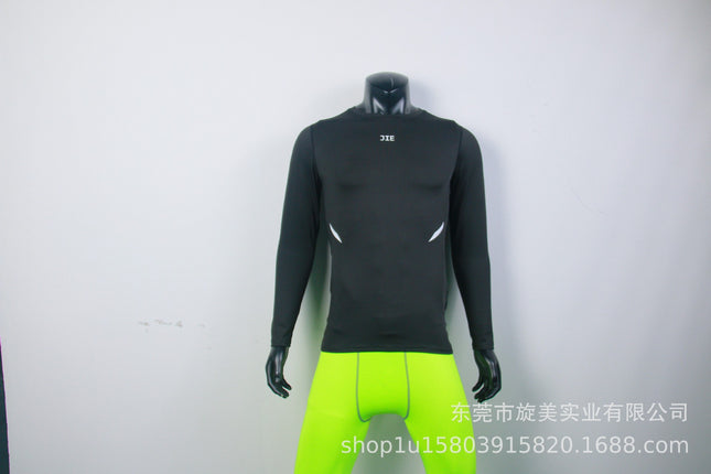 Cross-border size in stock fitness outdoor sports high elastic quick-dry riding training thin tight silk screen LOGO long sleeve