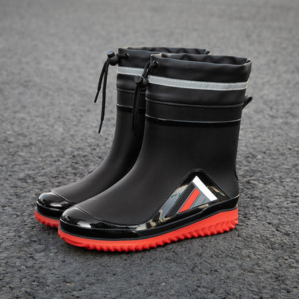 New men's rain boots non-slip thick-soled waterproof boots wear-resistant fashion outer wear car wash work rubber shoes overshoes men's thick