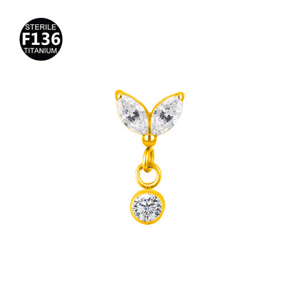 New pendant lip nail 0.9 teeth F136 titanium alloy moon lightning cone lip nail ear bone nail tragus 5A zircon