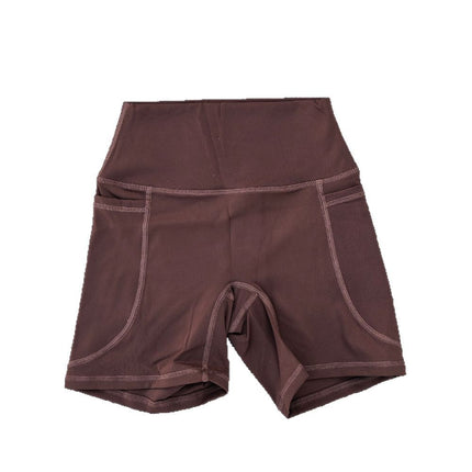 Summer Quick Drying Naked Sports Shorts High Waist Tight Yoga Pants Pocket Running Fitness Shorts 125