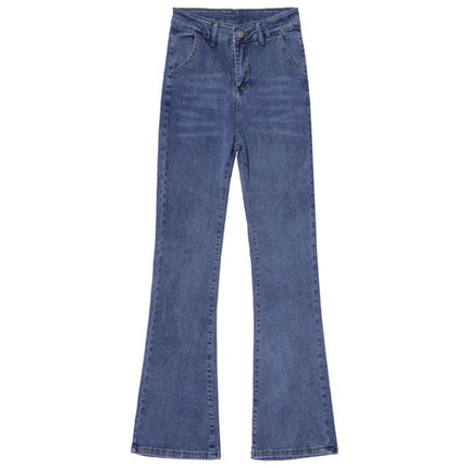 High-Waisted Slimming Flared Jeans for Women, Fall 2025, Stretchy, Hip-Covering, Fleece-Lined, Black, Bootcut, Floor-Length Pants