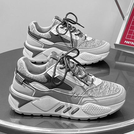 2024 Mesh Panel Shoes Casual Shoes Student Dad Shoes Sports Thick-Soled Trendy Shoes Wear-Resistant Shoes New Model