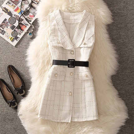 2024 autumn new small tall suit age-reducing foreign style wool vest slim high waist shorts three-piece set