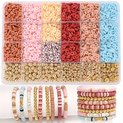 European and American Cross-border 24-grid Clay Bead Bracelet Making Kit 3mm23 Color Bead Bracelet Making DIY Jewelry Kit