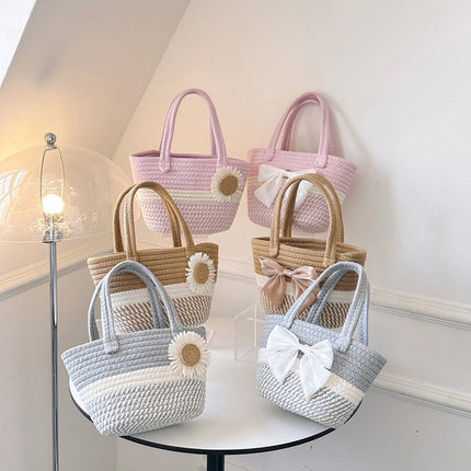 Handmade Woven Bag Women's Fashionable New Ethnic Style Straw Woven Bag Mori Style Beach Seaside Large Capacity Vegetable Basket Bag