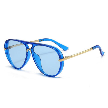 European and American Fashion Double Bridge Sunglasses Aviator Style Versatile Glasses Large Frame Retro Fluorescent Green Sunglasses for Men