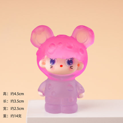 Luminous Cheese Mouse DIY Refrigerator Magnet Accessories Desktop Resin Ornaments Blind Box Blind Bag Keychain Pendant