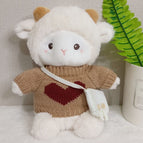 Brown love sweater + white bag / About 23cm
