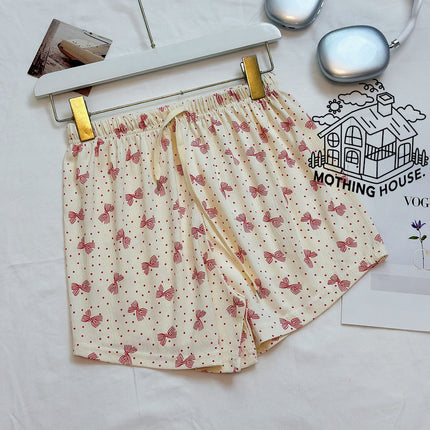 Summer Thin Love Shorts Women's Korean-style Loose Loose Loose Waist Sweet Cute Student Casual Home Pants Pajama Pants