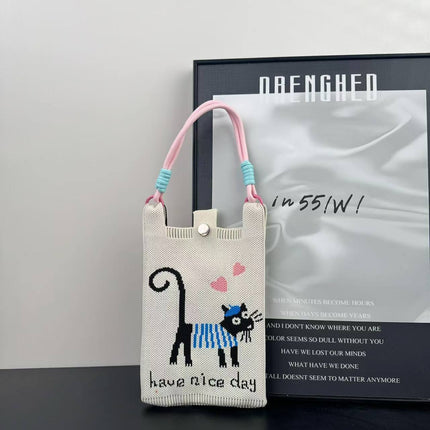 Cross-Border Mobile Phone Bag Woven Mobile Phone Bag Ins Style Woven Mobile Phone Bag Woven Tote Bag Douyin Hot Style