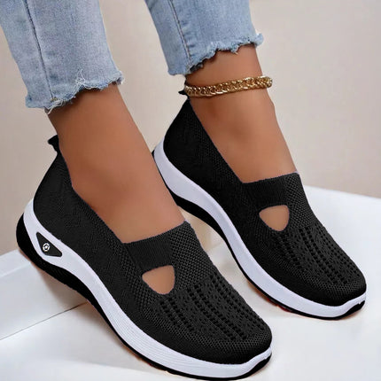 Middle-Aged and Elderly Women's Shoes 2024 Spring Model, Mesh Breathable Soft-Soled Lightweight Shoes for Seniors, Fly-Knit Women's Shoes, Lightweight and Breathable