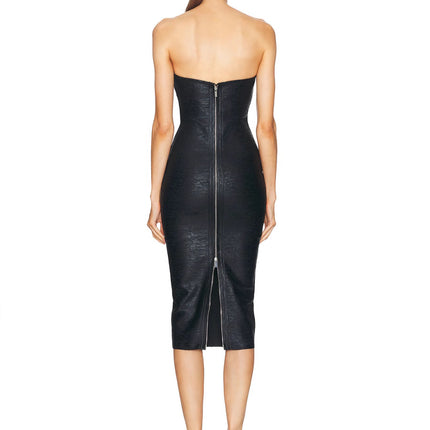 in stock European and American Cross-border High-end Bronzing Tube Top Sleeveless dress Sexy Figure Split Bandage Evening Dress