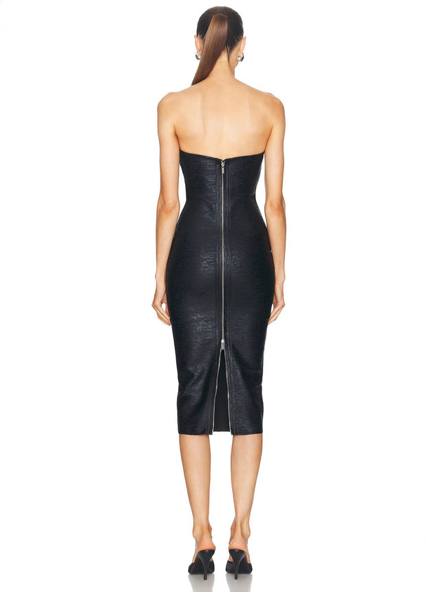 in stock European and American Cross-border High-end Bronzing Tube Top Sleeveless dress Sexy Figure Split Bandage Evening Dress