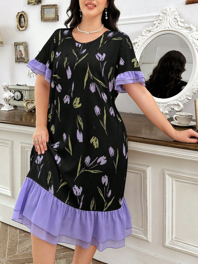 Loose Large Size Nightgown Women's Spring and Summer New European and American-style High-end Sweet Color dress Home Clothes Pajamas