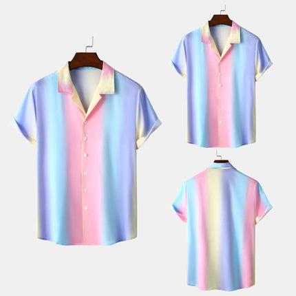 2022 New Men's Shirt AliExpress Amazon Hot Beach Shirt Hawaii Casual Gradient Shirt