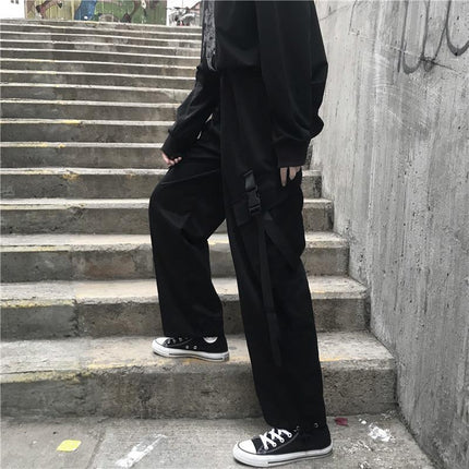 Thin/velvet Spring and Summer Korean Style ins Cargo Pants for Men and Women Loose Sports and Leisure Students Leg-tie Straight Wide-leg Pants