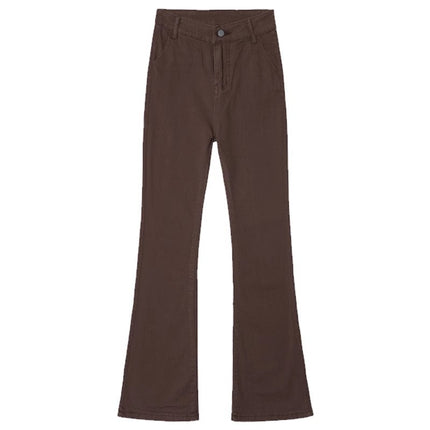 High-Waisted Slimming Flared Jeans for Women, Fall 2025, Stretchy, Hip-Covering, Fleece-Lined, Black, Bootcut, Floor-Length Pants