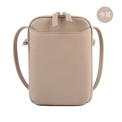 2023 new niche design simple genuine leather women's bag shoulder crossbody small bag mobile phone bag mini foreign trade bag for women