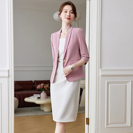 Dark blue short sleeve professional dress women's slim fit high-end summer high-end temperament inner suit suit work clothes