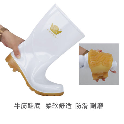White high-heeled rain boots waterproof, oil-proof, acid-resistant and alkali-resistant food Special rain boots with beef tendon sole water shoes non-slip rain boots wholesale
