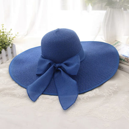 Cross-Border Women's Oversized Brim Woven Straw Hat Casual Face-Covering Sun Hat Simple Ribbon Sun Protection Uv Protection Sunshade