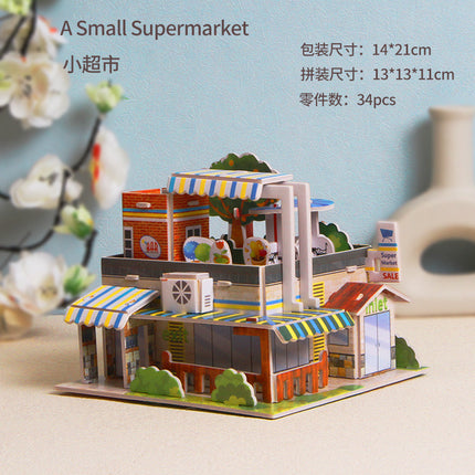 Paper 3D Stereo Puzzle Education School Model DIY Handmade Kidsren's Educational Toys Girls Kindergarten Wholesale
