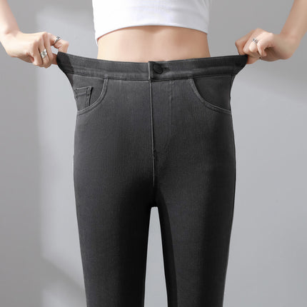 Four-Way Stretch Lightweight Skinny Jeans for Women, High-Waisted, Spring and Summer Thin Style, Ultra-Thin Stretchy Slim-Fit Black Leggings