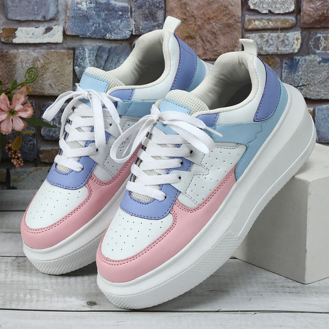 Korean-style Trendy New Thick-soled Fashionable Board Shoes Lace-up Casual sneaker Soft-soled Comfortable Outdoor Couple's Trendy Shoes