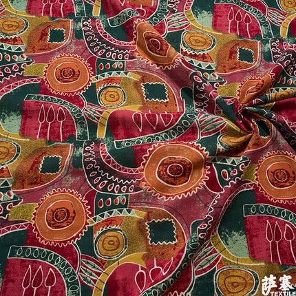 Hemp Cotton Digital Printed Fabric Yunnan Lijiang Retro Bohemian Fabric Hotel Pillow Bar Tablecloth