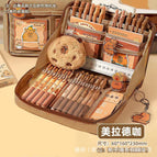 Multi-layer standing pencil case-coffee