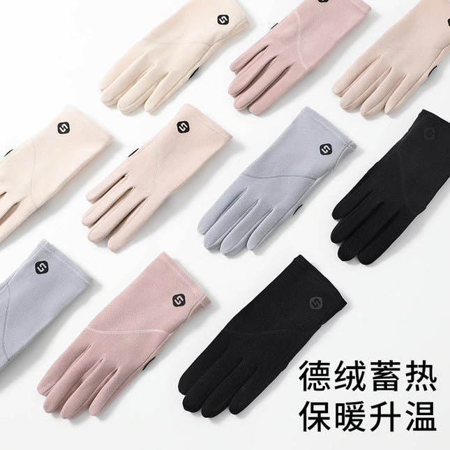 New Cycling Warm Gloves Cycling Windproof Touch Screen Anti-Slip Fashionable Shaping Slimming Velvet Gloves for Women
