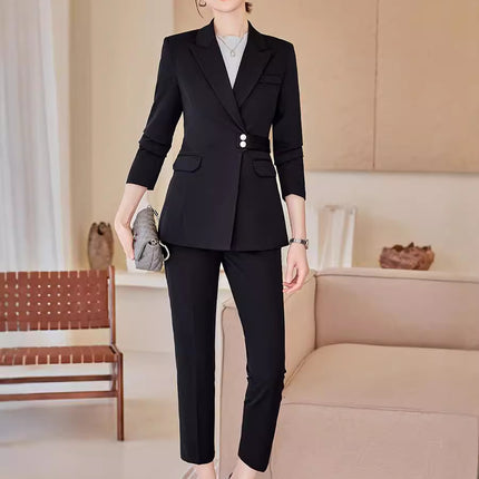 Suit suit Women's Spring and Autumn Business Wear Temperament Goddess Fan Waist Tight Business Dress Workplace Office Workers High-end Suit