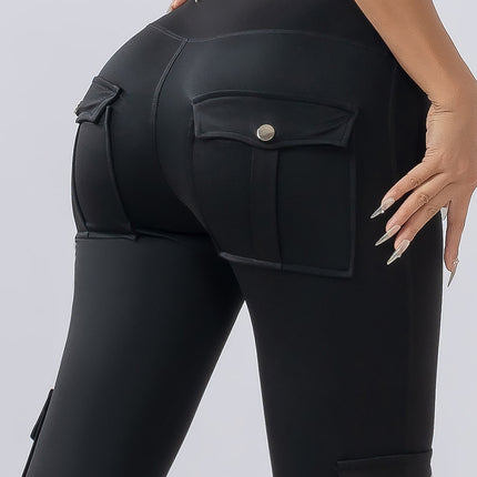 Multi-Pocket High-Waisted Tight-Fitting Stretchy Butt-Lifting Sports Leggings, Suitable for Outdoor Wear, Yoga Pants for Women, Running Fitness Pants, Slimming Effect